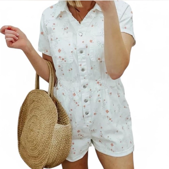 White denim romper - Picture 1 of 5